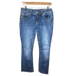 Miss Me Bootcut Jeans Embellished Flap Pocket Western Stretch Denim 29